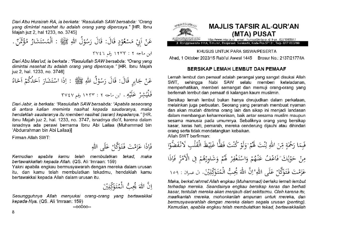 231001 Bersikap Lemah Lembut DAN Pemaaf - Education - Studocu