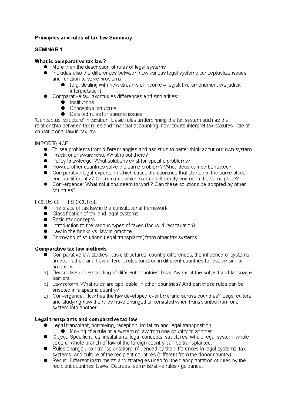 Principles and rules of tax law Summary - dealing with new streams of ...