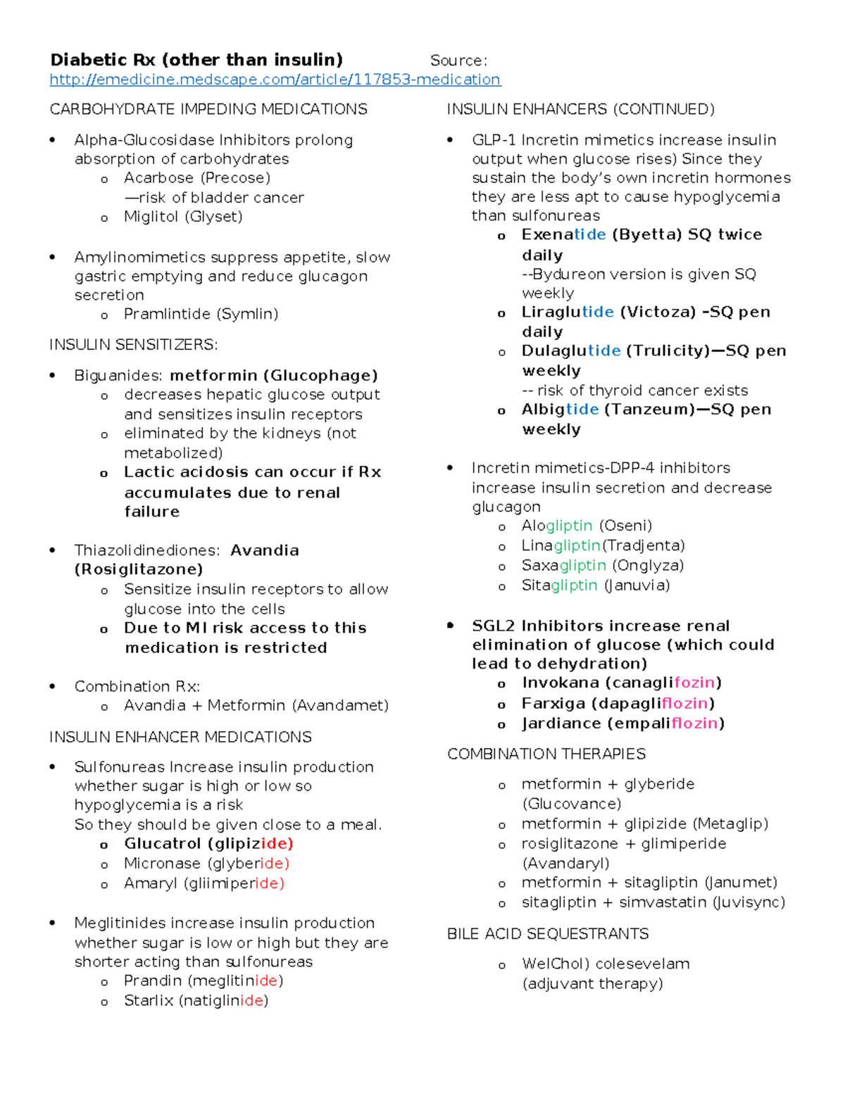 DM 2 oral Rx - This is a diabetic practice sheet with meds - Diabetic ...