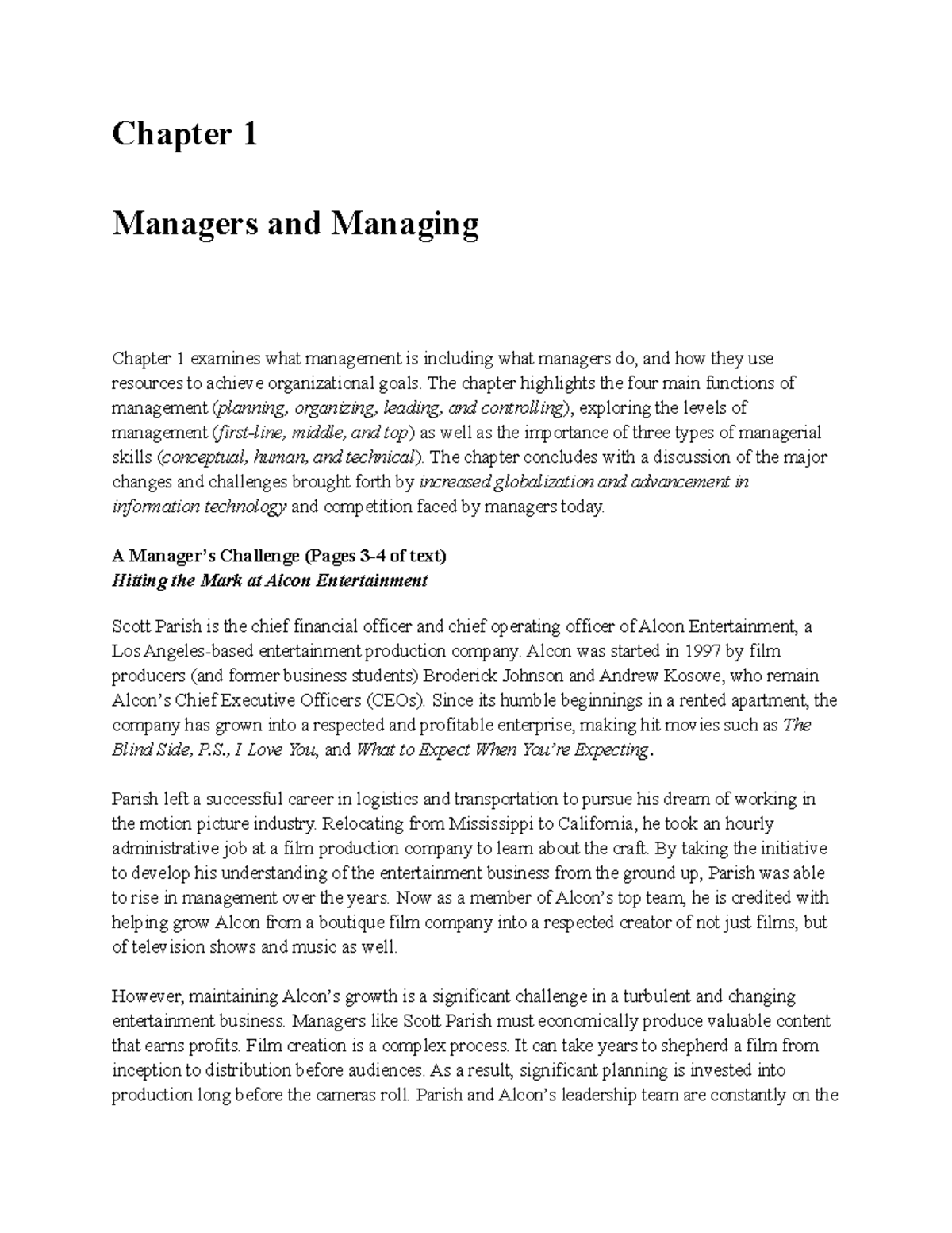 MGT 268 managers and managing - Chapter 1 Managers and Managing Chapter ...