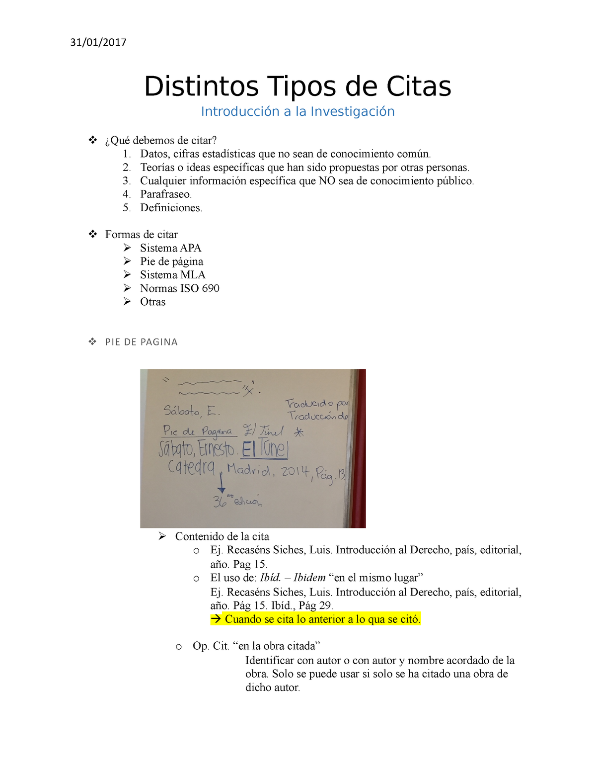 Citas Distintas formas de citar Distintos Tipos de Citas Introducción a la Investigación