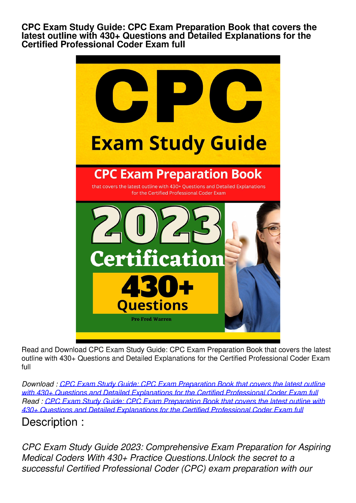 PDF CPC Exam Study Guide CPC Exam Preparation Book that covers the