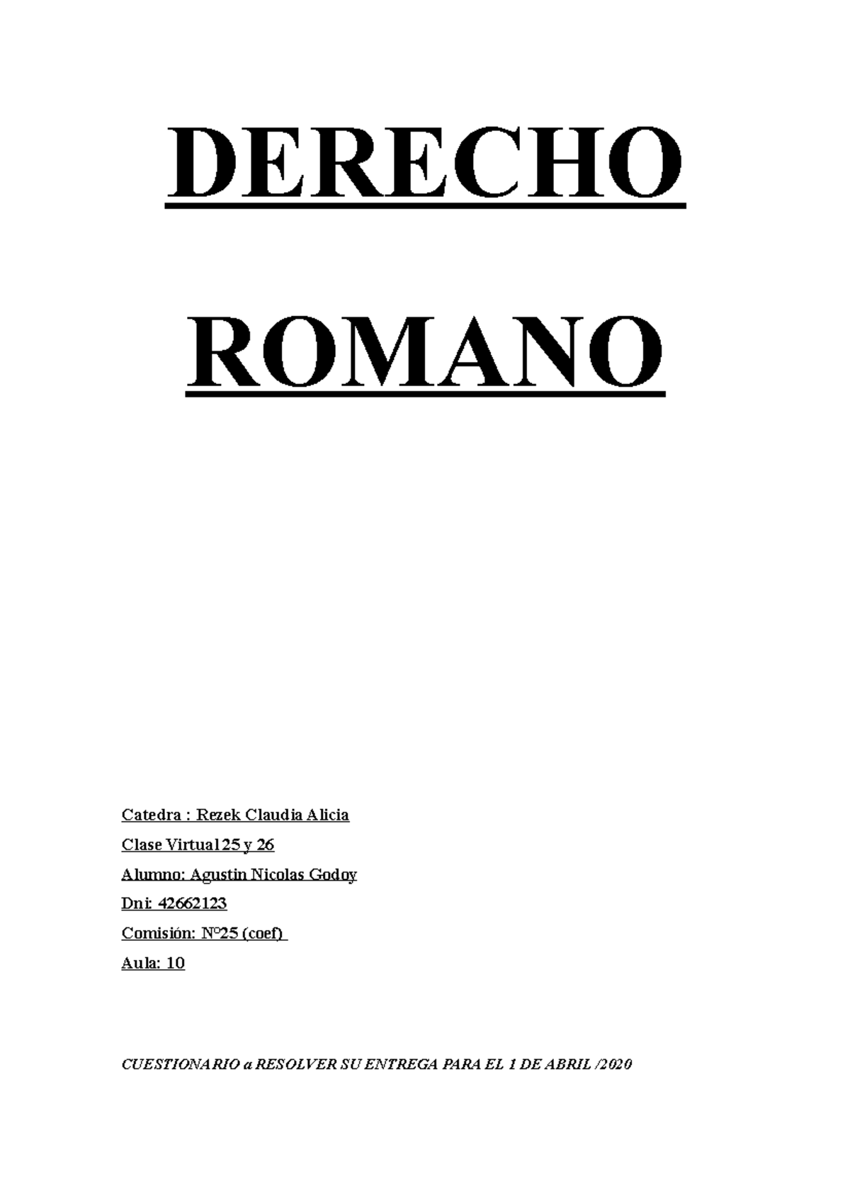 Tp 3 Derecho Romano - Trabajo Del Aula Virtual - DERECHO ROMANO Catedra ...