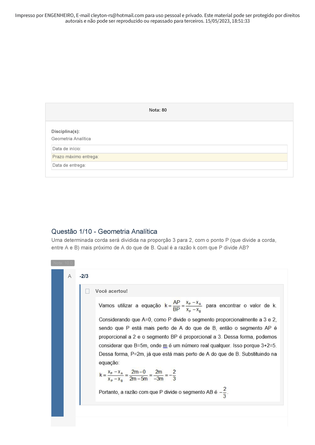 Geometria Analítica Apol 12objetivaatividade Pratica 2020 Passei Direto 1~1 Autorais E 9049