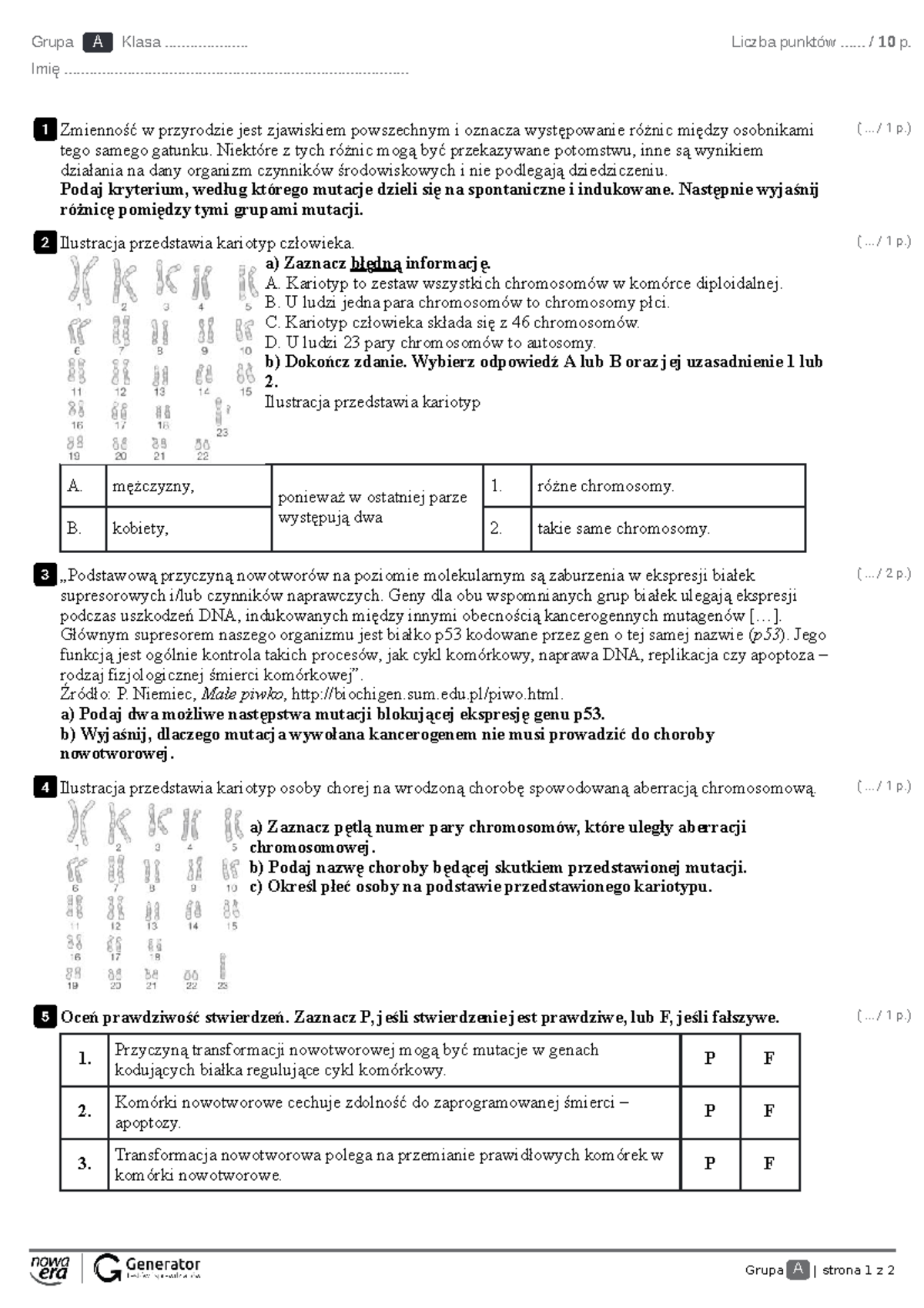 Test-Zmienność-organizmów w2-Test-z-widoczną-punktacją - Grupa A
