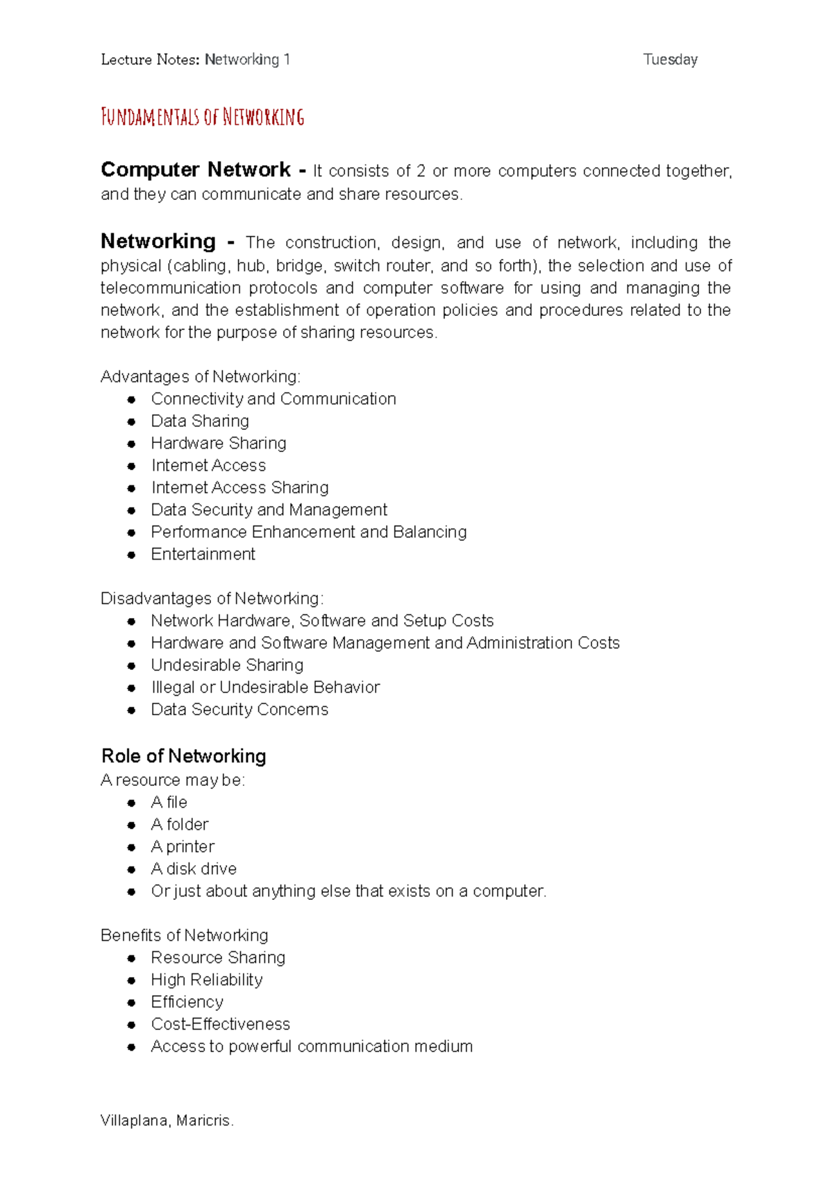 Fundamentals of Networking - (Week2 Lecture Notes) - Fundamentals of ...