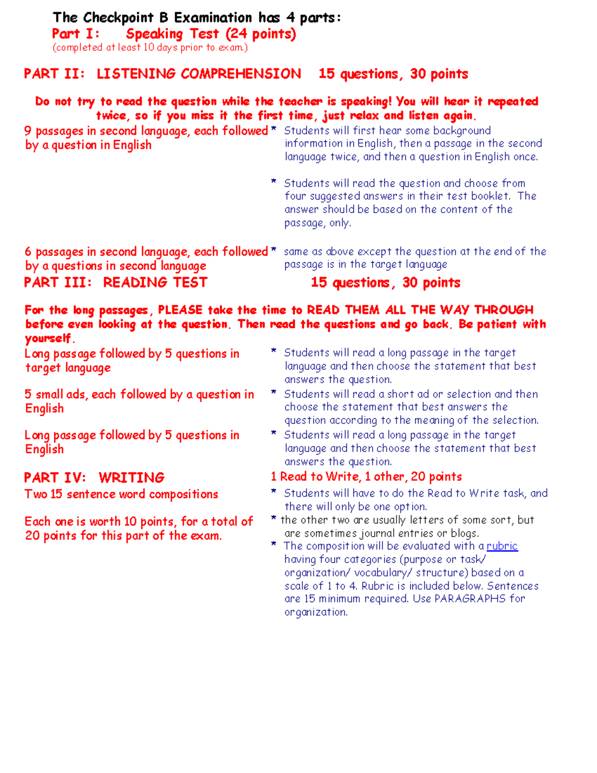 Outline Of Checkpoint B Exam - The Checkpoint B Examination Has 4 Parts ...