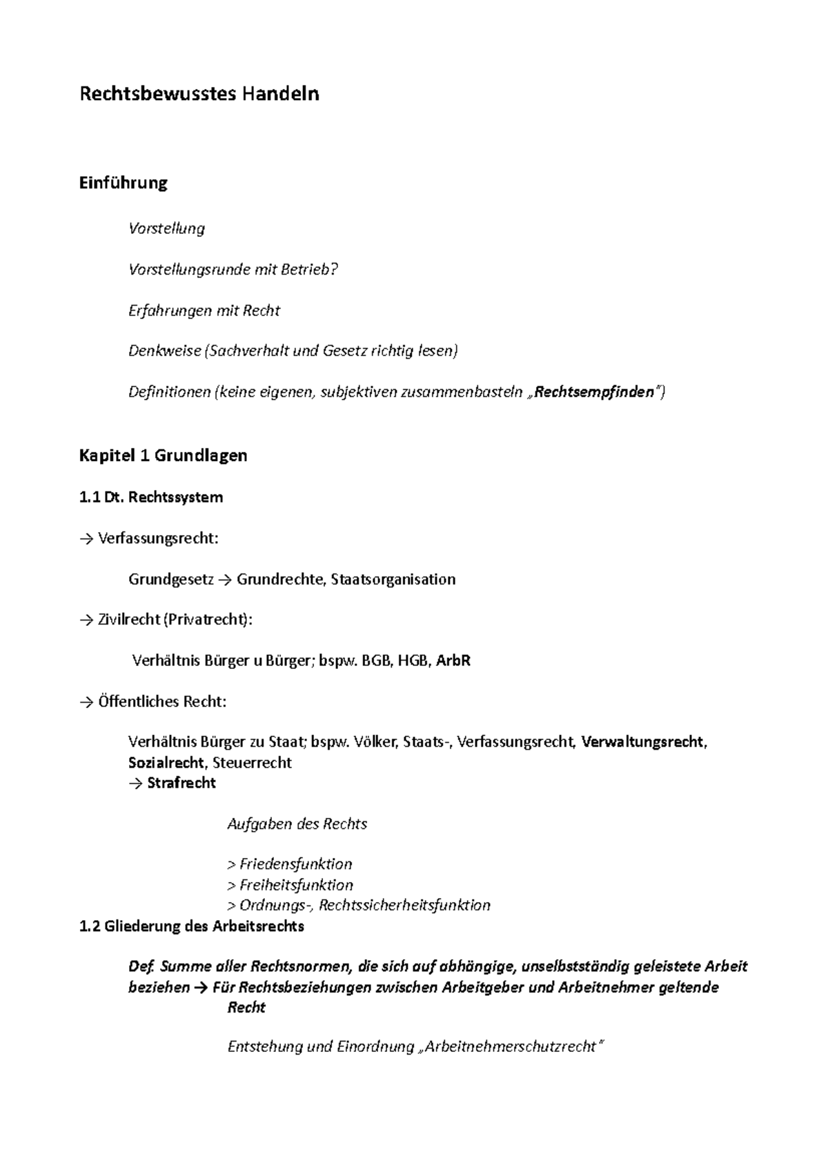 Rechtsbewusstes Handeln Zusammenfassung Pdf RBH Konzept - Arbeitsrecht und mehr - Rechtsbewusstes Handeln