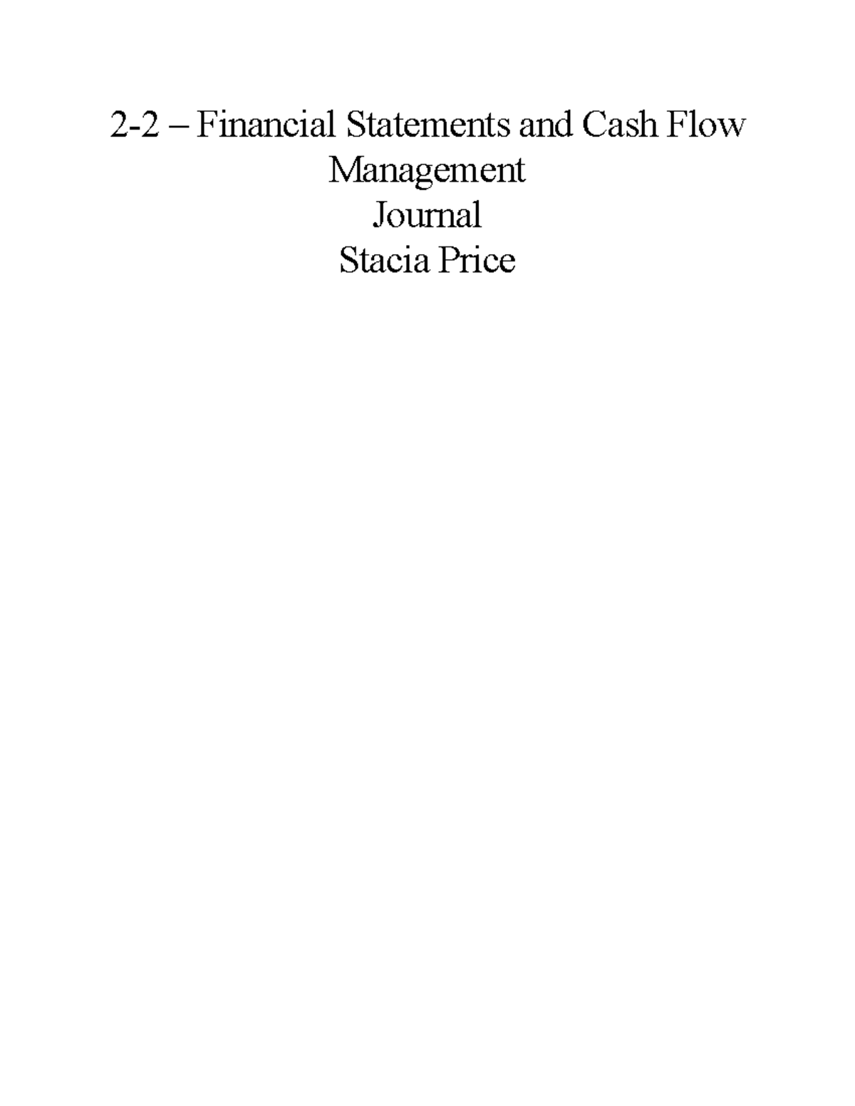 2-2 Journal - 2-2 – Financial Statements and Cash Flow Management ...