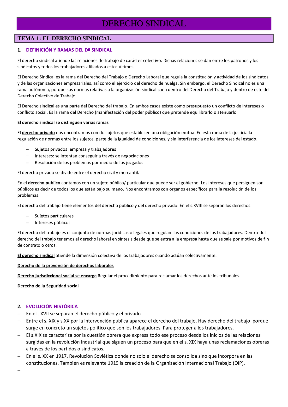 Derecho Sindical - DERECHO SINDICAL TEMA 1: EL DERECHO SINDICAL 1 ...