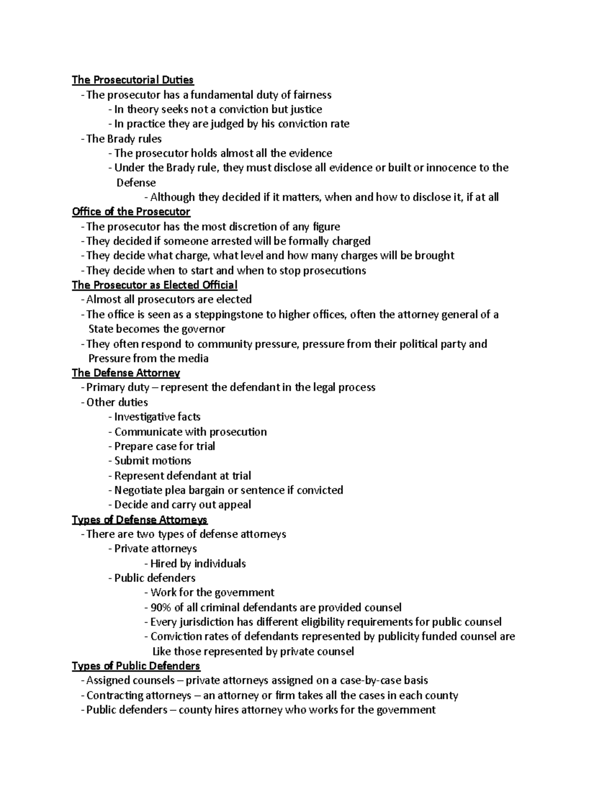 Criminal Justice Chpt 9 - The Prosecutorial Duties - The prosecutor has ...