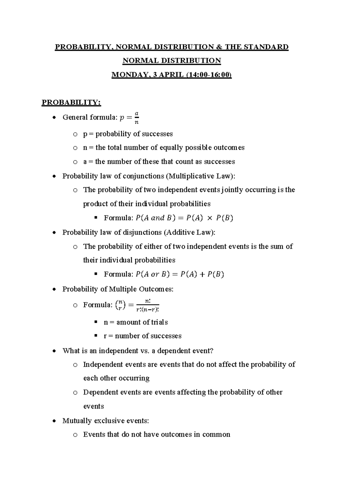 Probability, Normal Distribution & Standard Normal Distribution ...