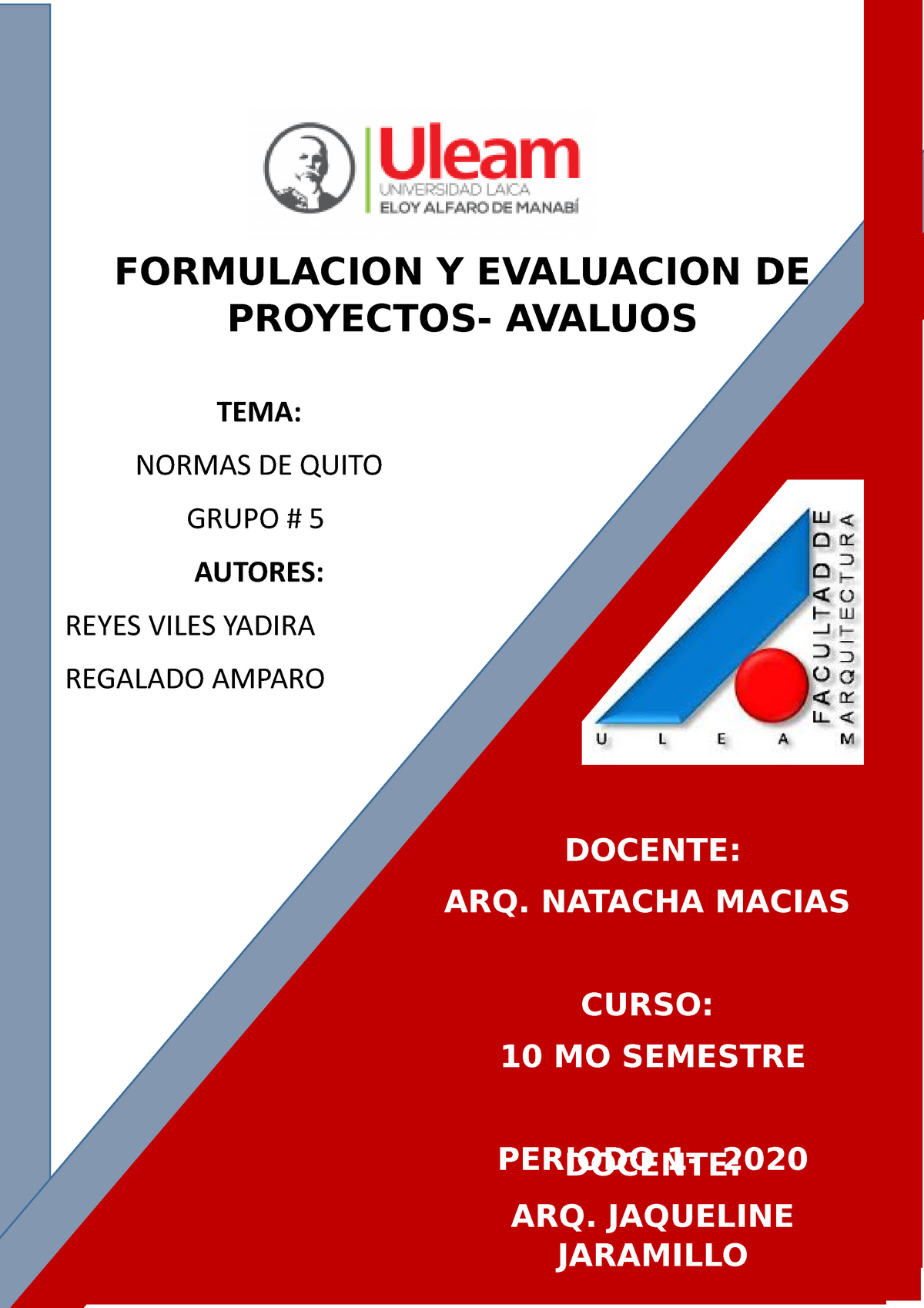 Tarea 2 Avaluos Grupo 5 Formulacion Y Evaluacion De Proyectos Avaluos Tema Normas De Quito 3255