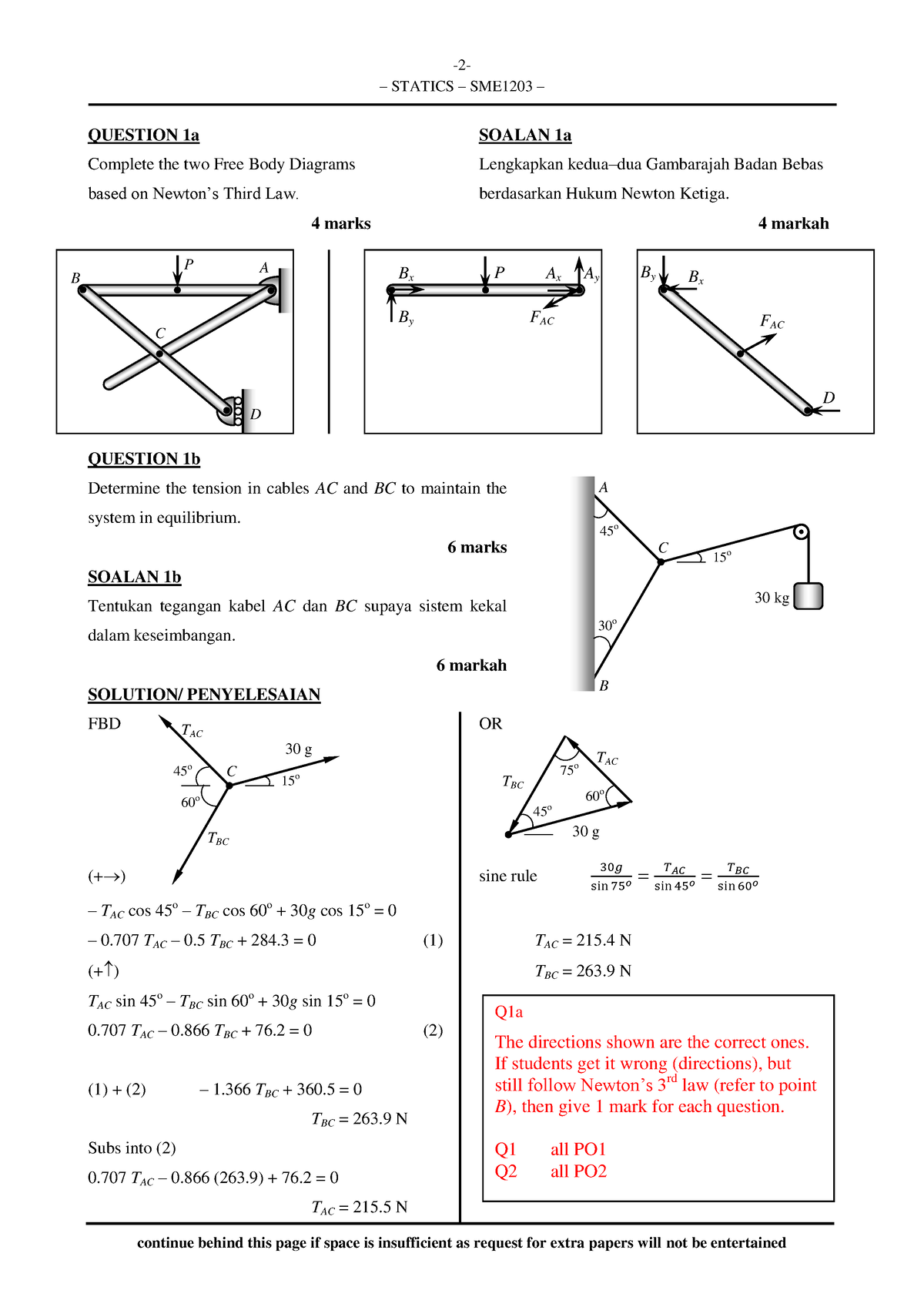 Statics 1011 Sem1 Finals Real 1 Solution - Statics – Sme1203 – Question 