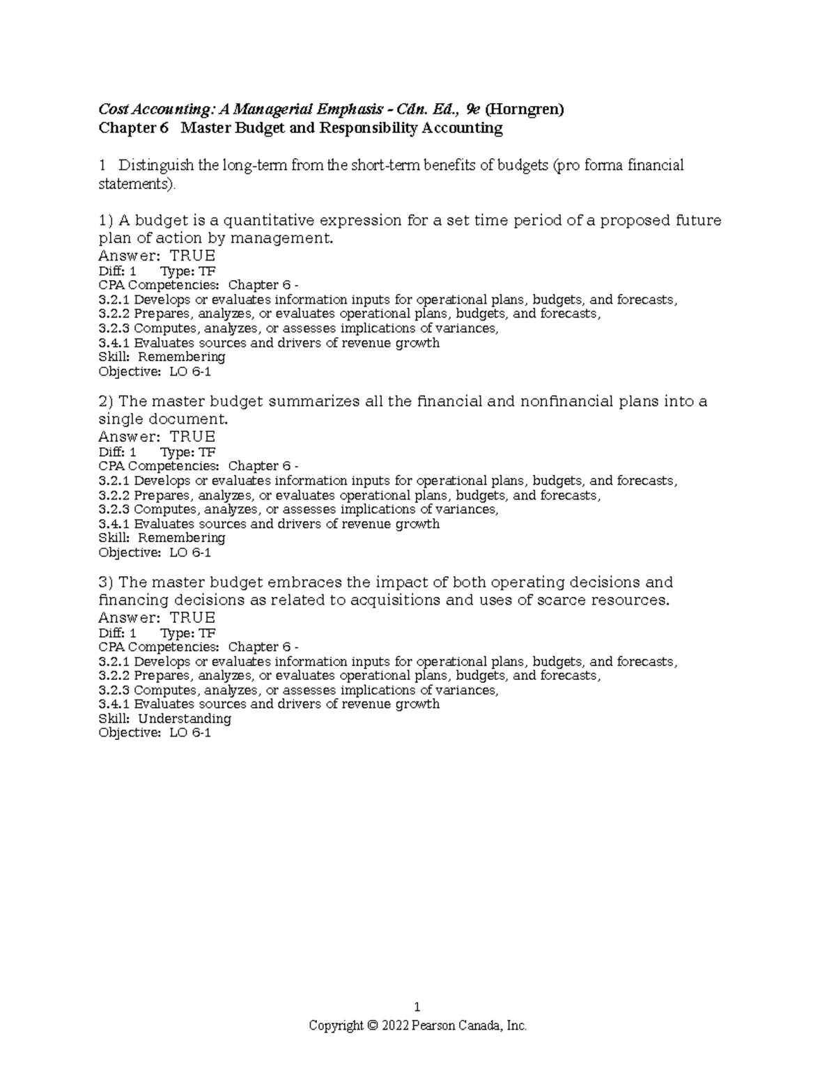 Chapter 6 - ACCT 3011 QC AND TRUE - Cost Accounting: A Managerial ...