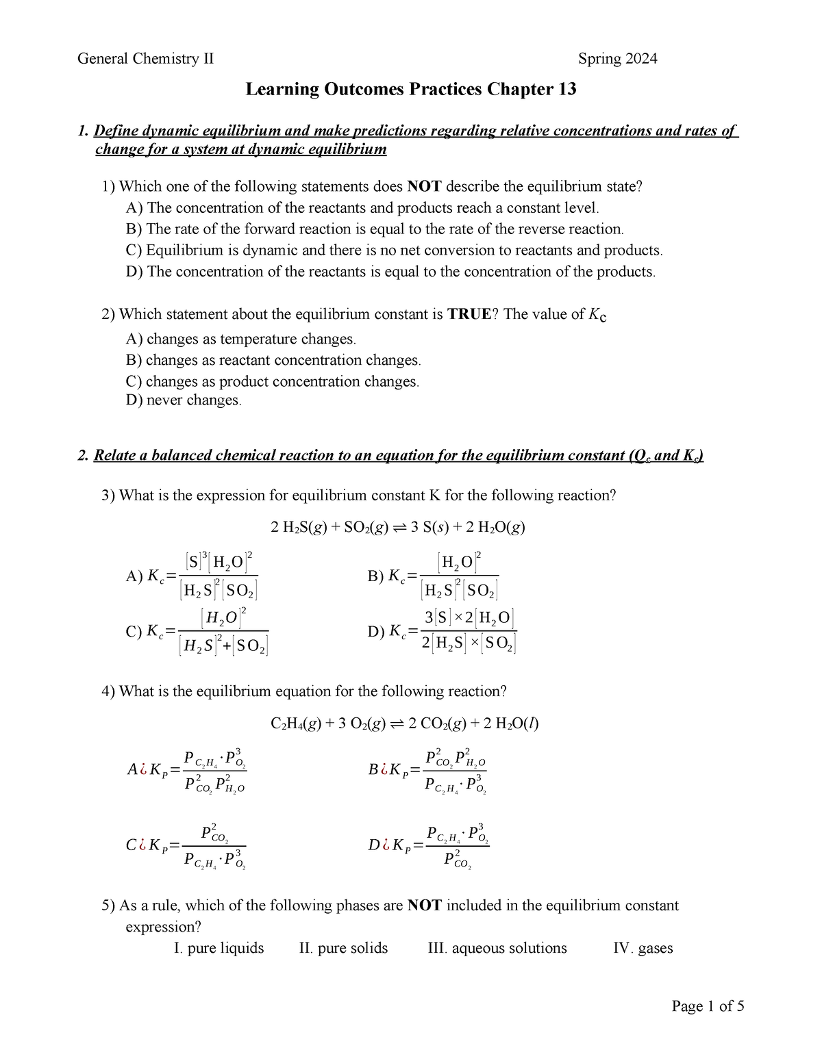 Learning Objective Practices Chapter 13 (without Answers) - Learning ...