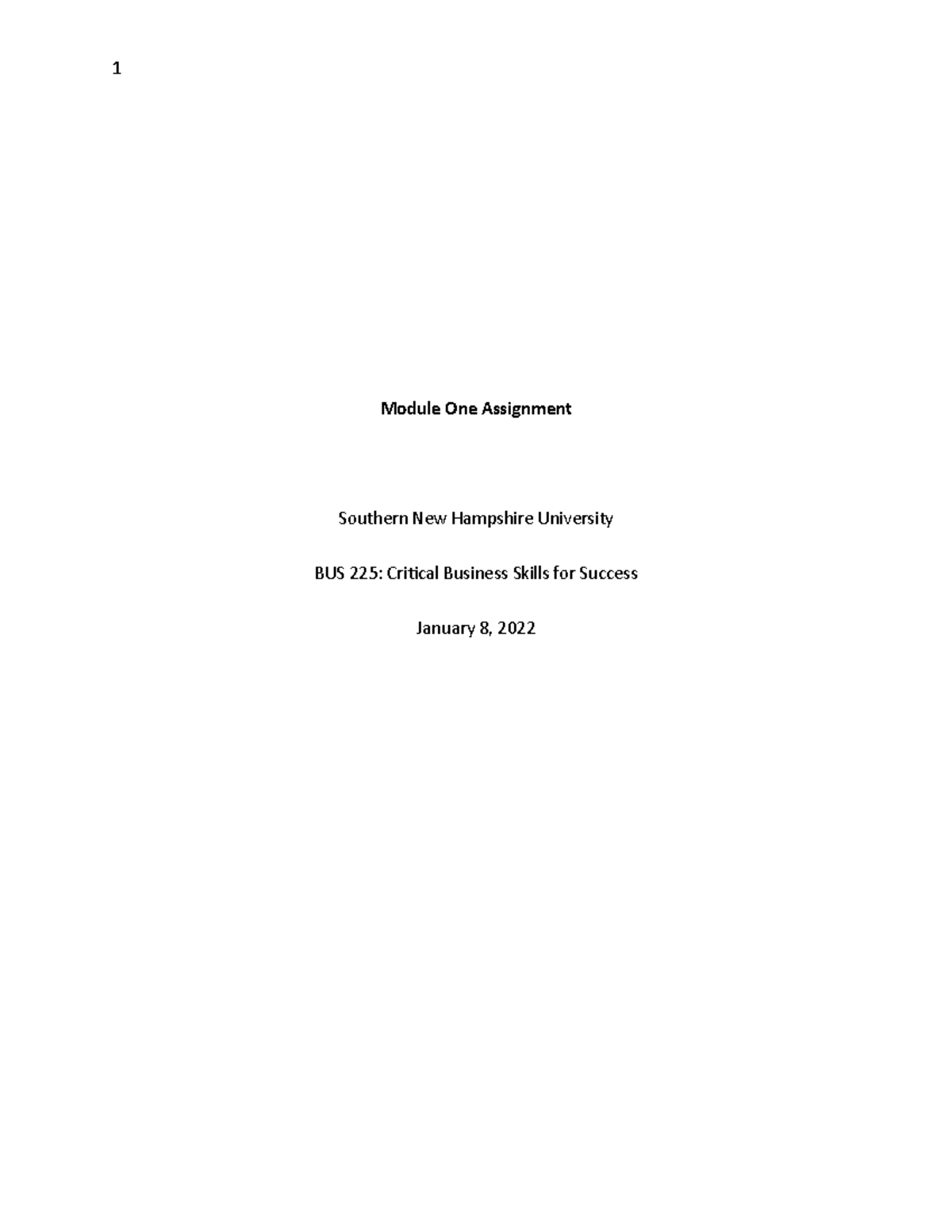 BUS225 Module One Assignment - Module One Assignment Southern New ...