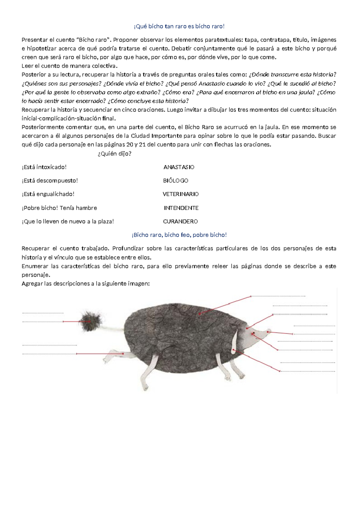 Bicho RARO Actividades - ¡Qué bicho tan raro es bicho raro! Presentar ...