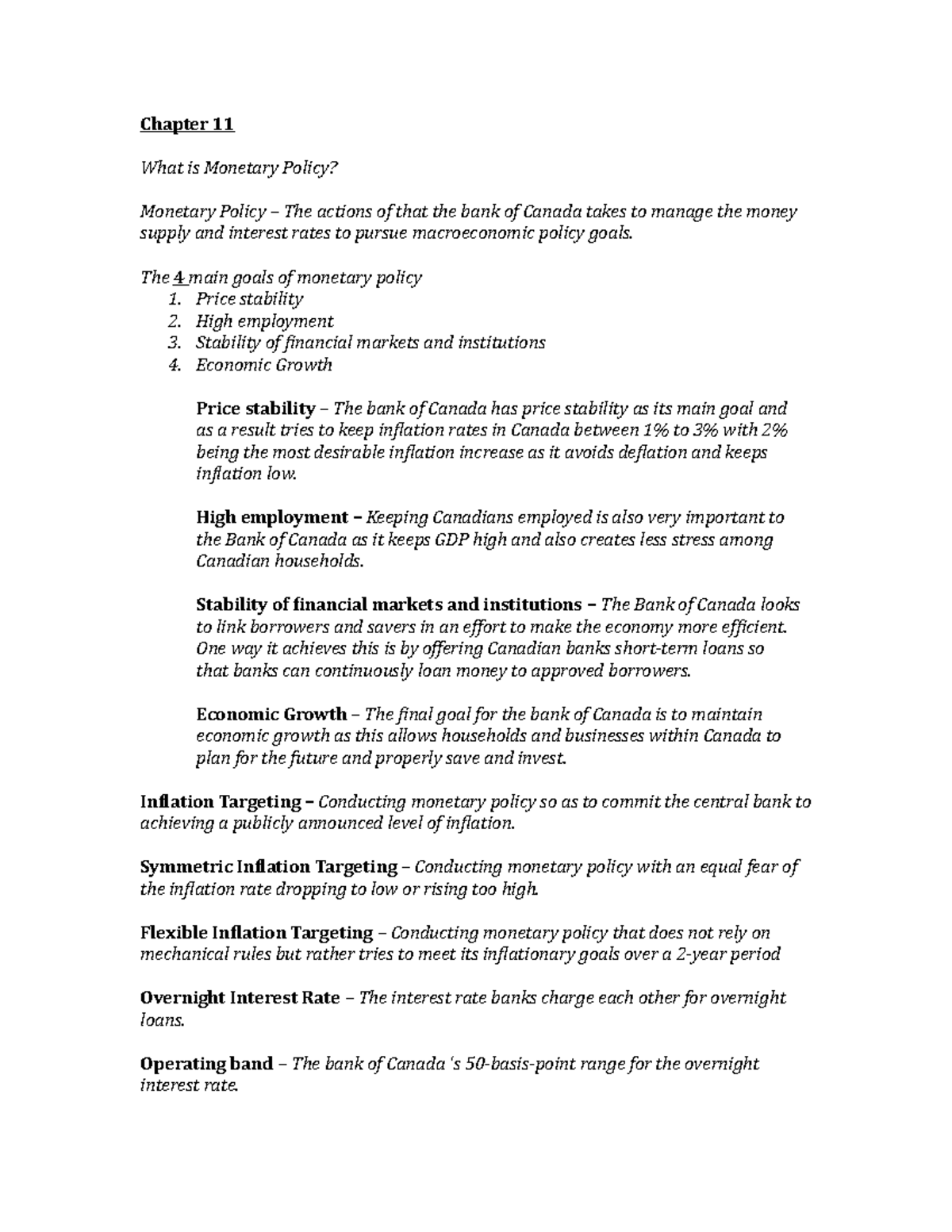 Chapter 11 - Macro Economics - Chapter 11 What is Monetary Policy ...