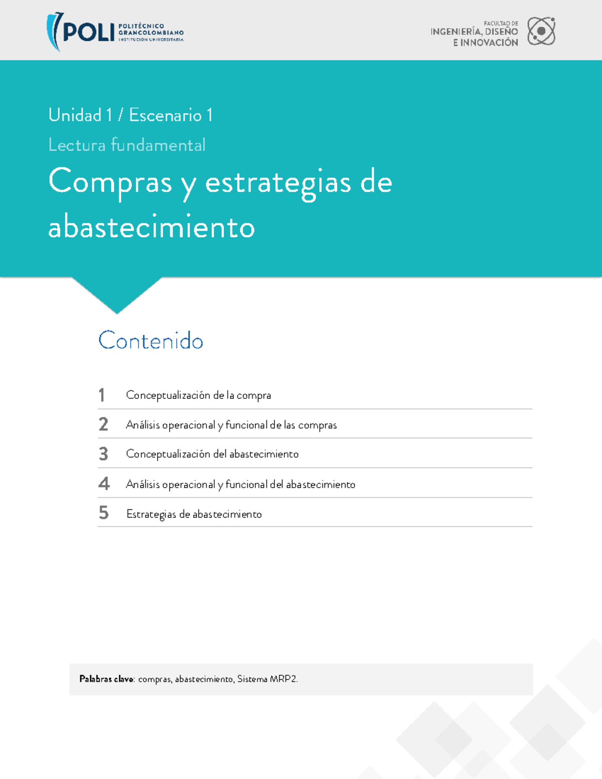 Lectura Fundamental 1 Abastecimiento SEMANA NUMERO 1 POLIGRANCOLOMBIANO ...