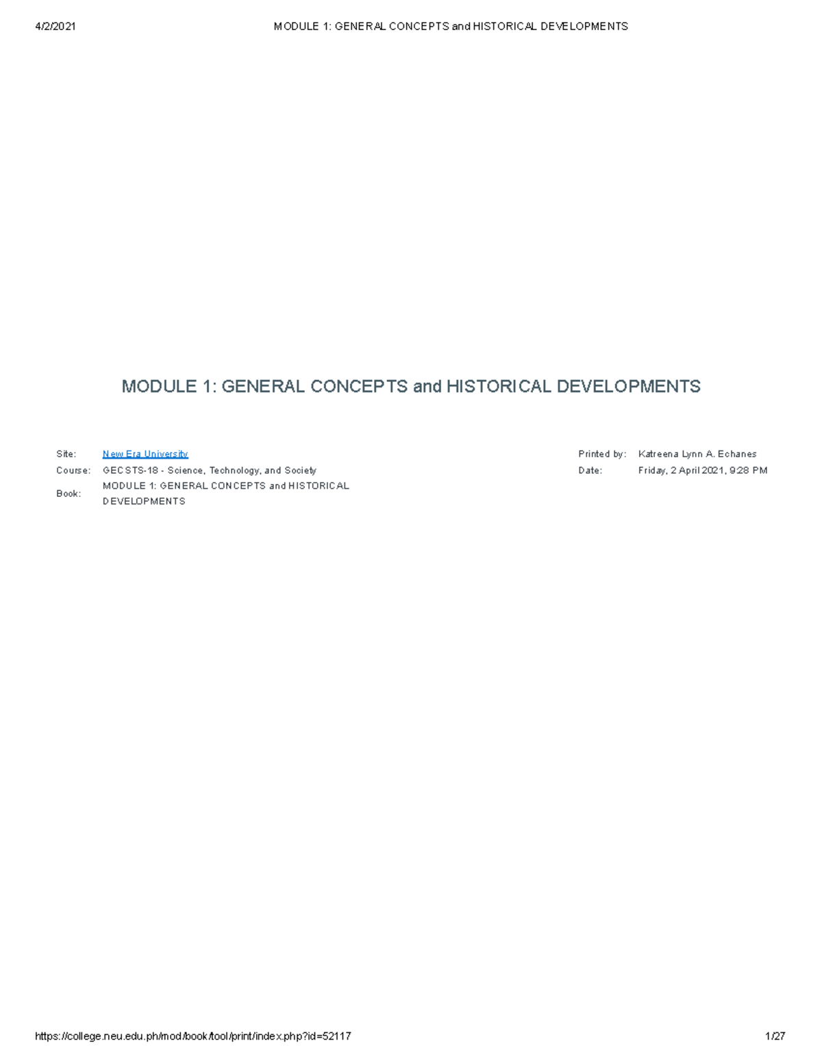 Module 1 General Concepts And Historical Developments - MODULE 1 ...