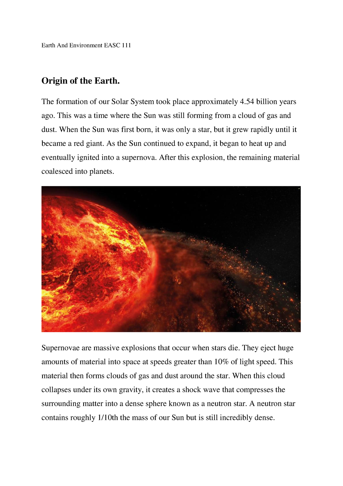 write four hypothesis regarding the origin of the earth