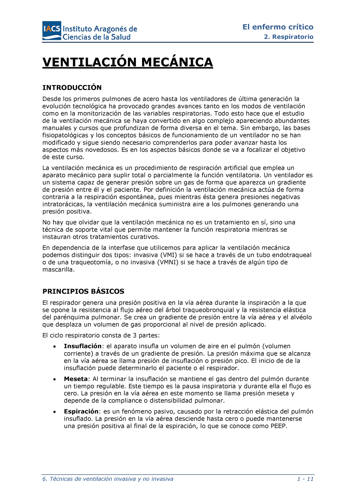 02-06ventilacion Mecanica - Respiratorio VENTILACI”N MEC¡NICA ...