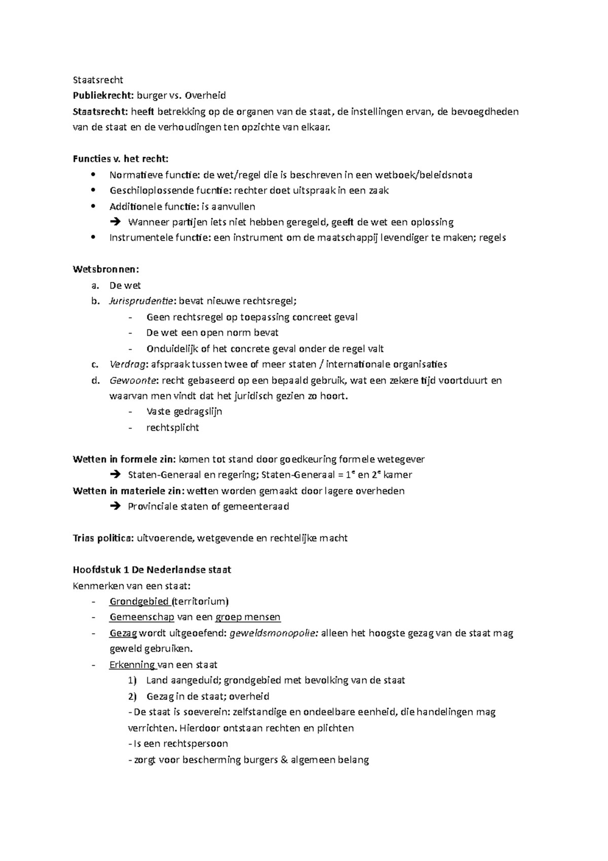 Staatsrecht Samenvatting Hoofdstuk 1-4 - Staatsrecht Publiekrecht ...