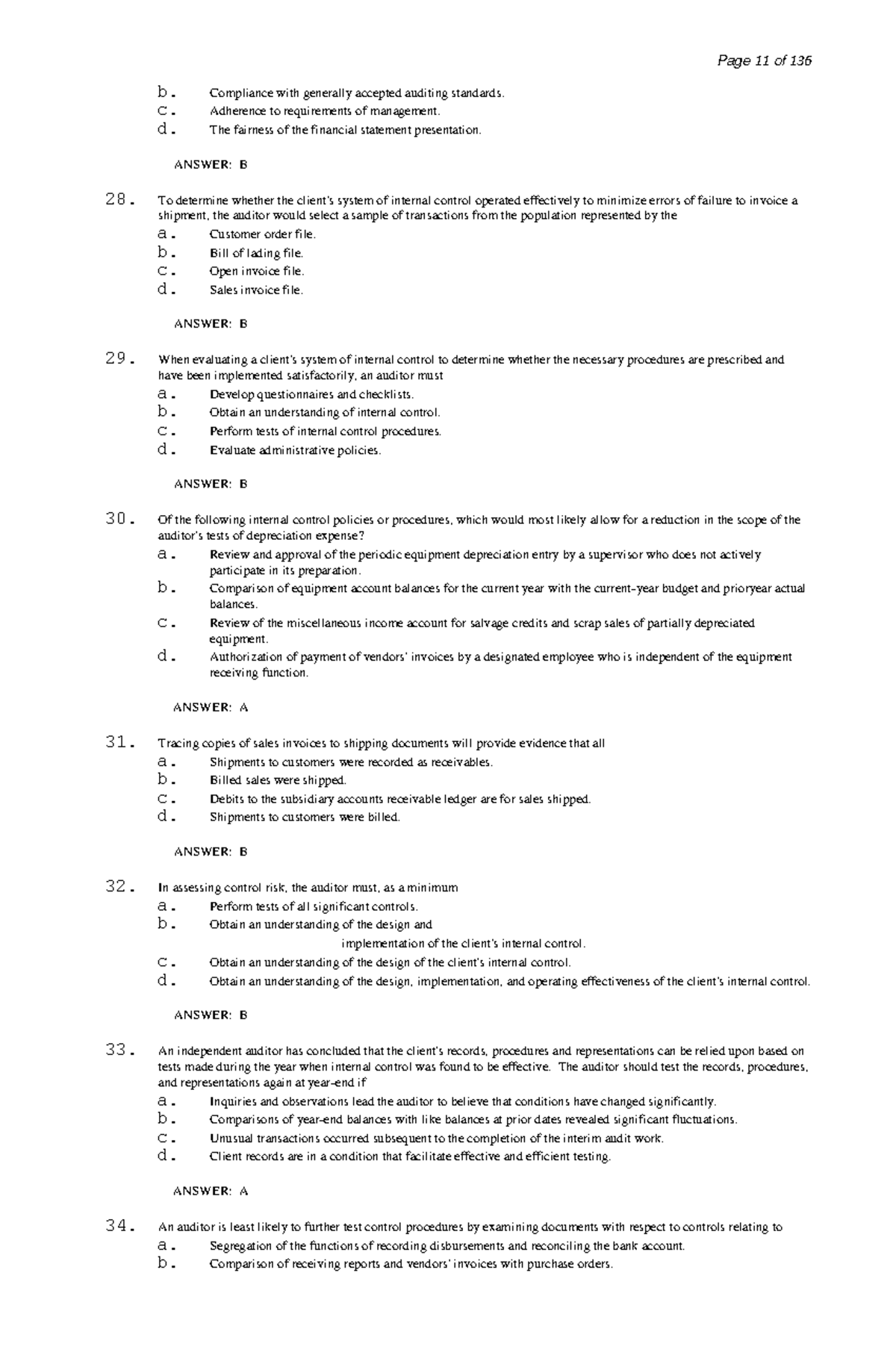 Auditing Theory Review 2 - b. Compliance with generally accepted ...