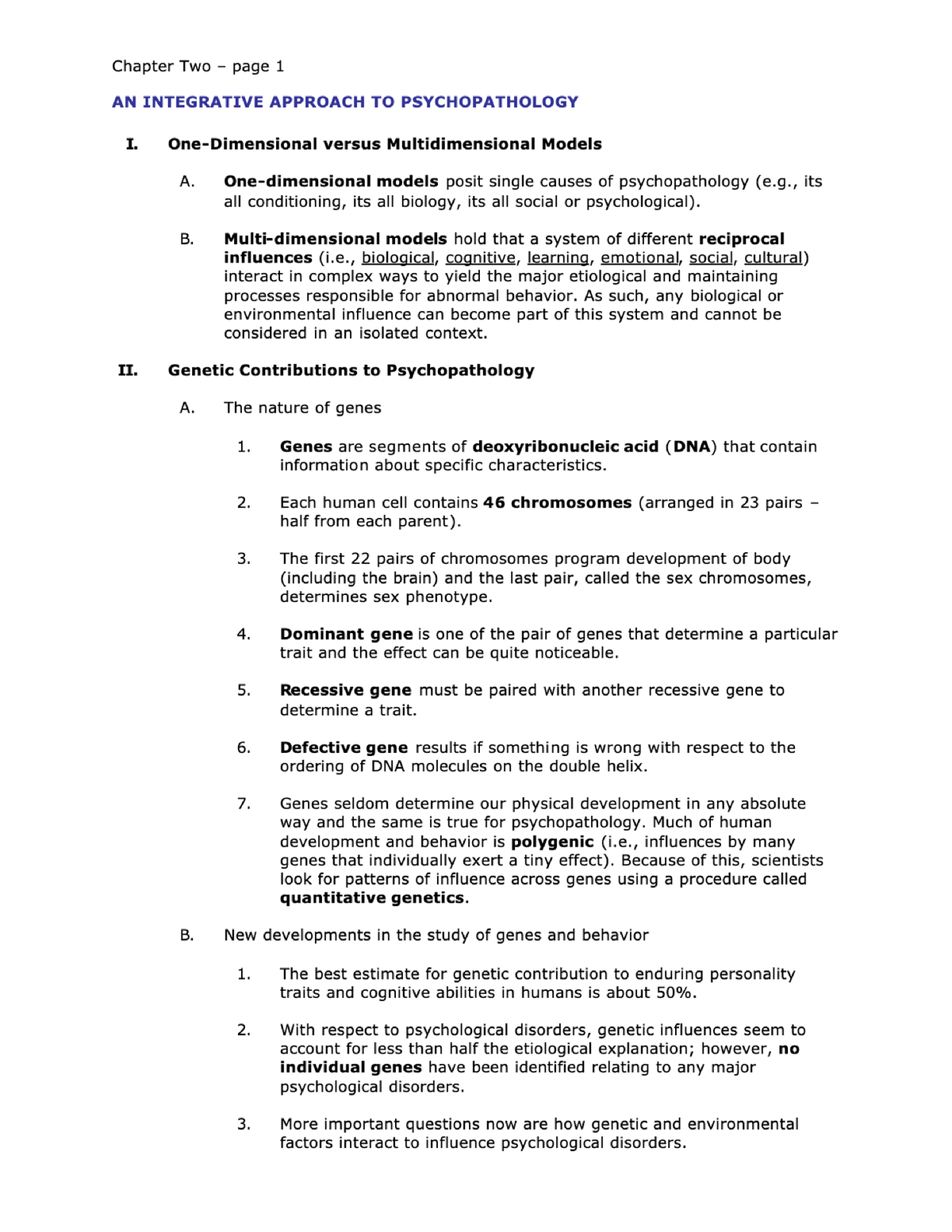 Abnormal Psychology - Chapter 2 Notes - Studocu