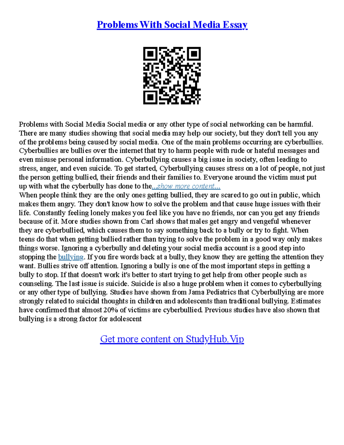 Problem Solution Essay Example Topics - Problems With Social Media ...