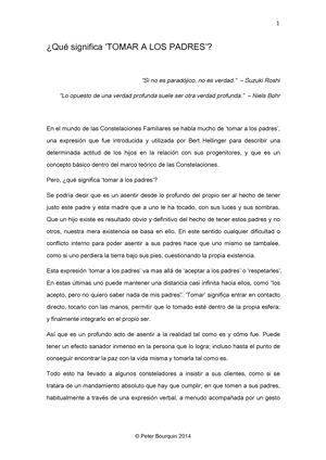 17. Tomar al Padre - CONSTELACIONES FAMILIARES - ¿Qué significa 'TOMAR A  LOS PADRES'? “Si no es - Studocu