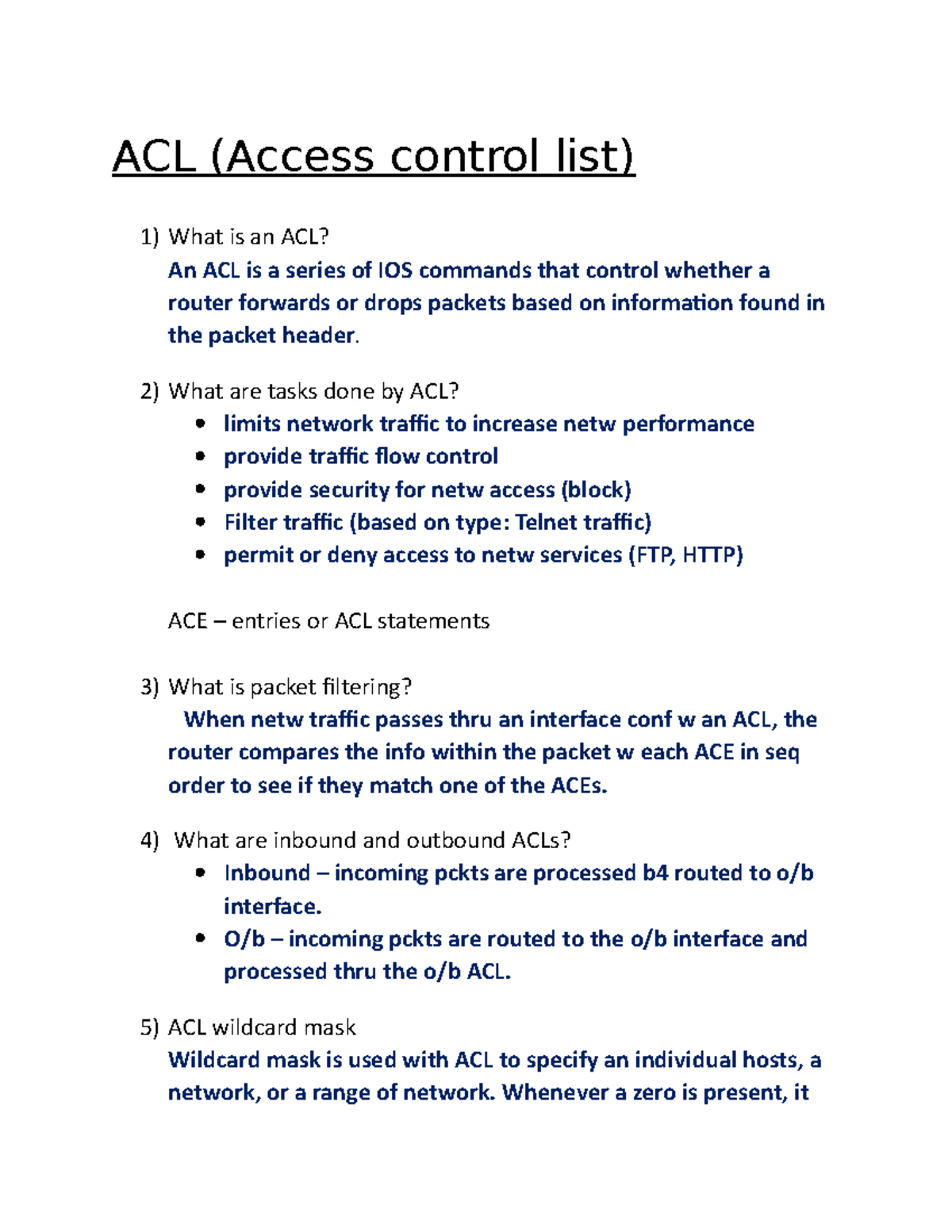 ACL - summary on access control list - ACL (Access control list) What ...