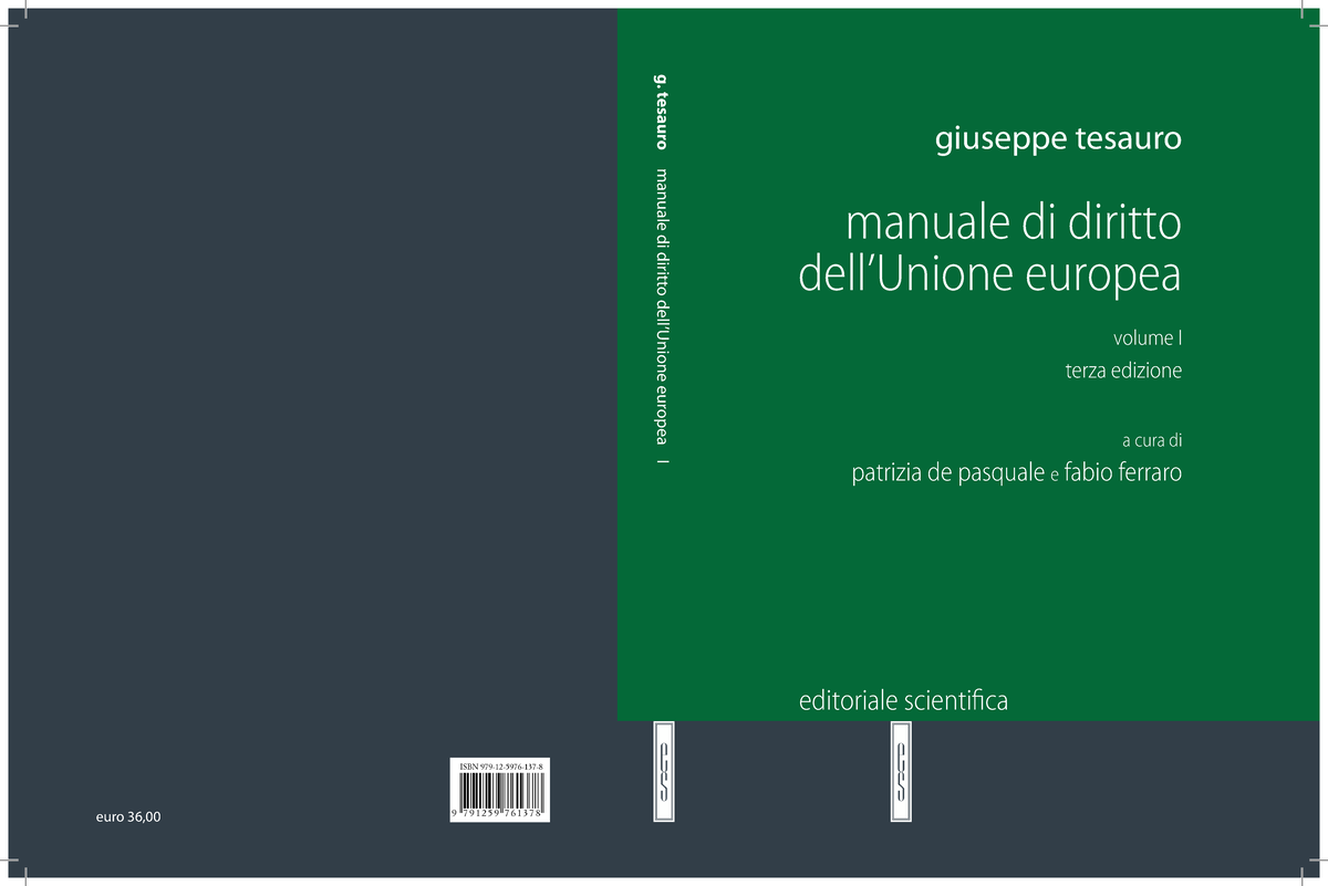 Tesauro parte generale indice e copertina - giuseppe tesauro manuale di