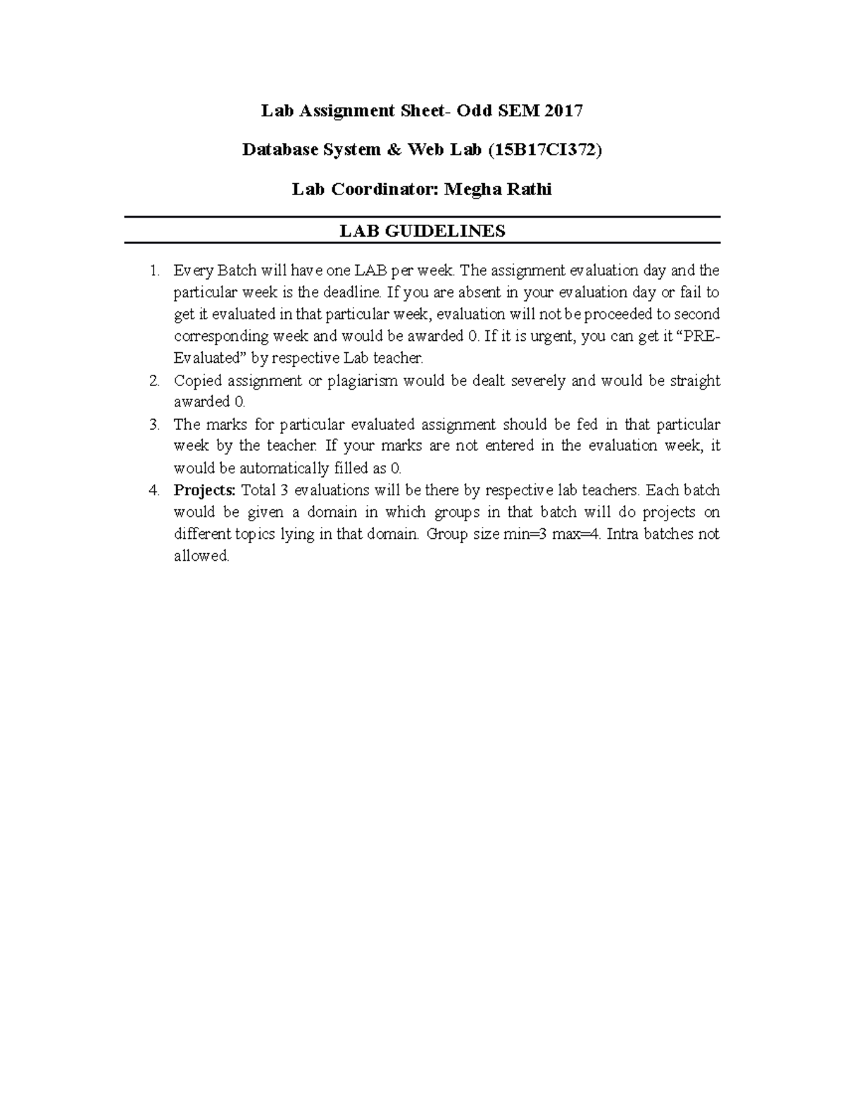 Lab Assignment Sheet 2017 - Lab Assignment Sheet- Odd SEM 2017 Database ...