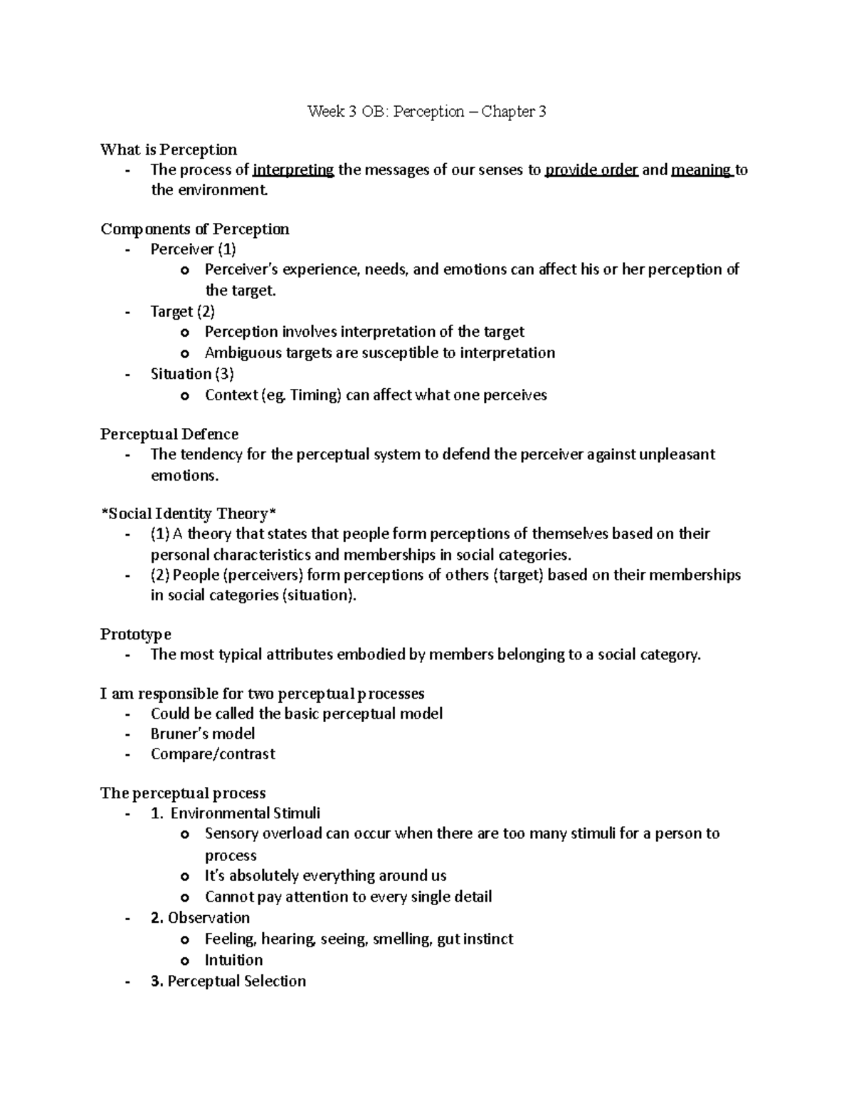 Week 3 OB - Midterm OB notes (first 3 weeks of class) - Week 3 OB ...