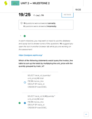 Relational data 1,2 - 1 26/36 that's 72% RETAKE 26 questions were ...