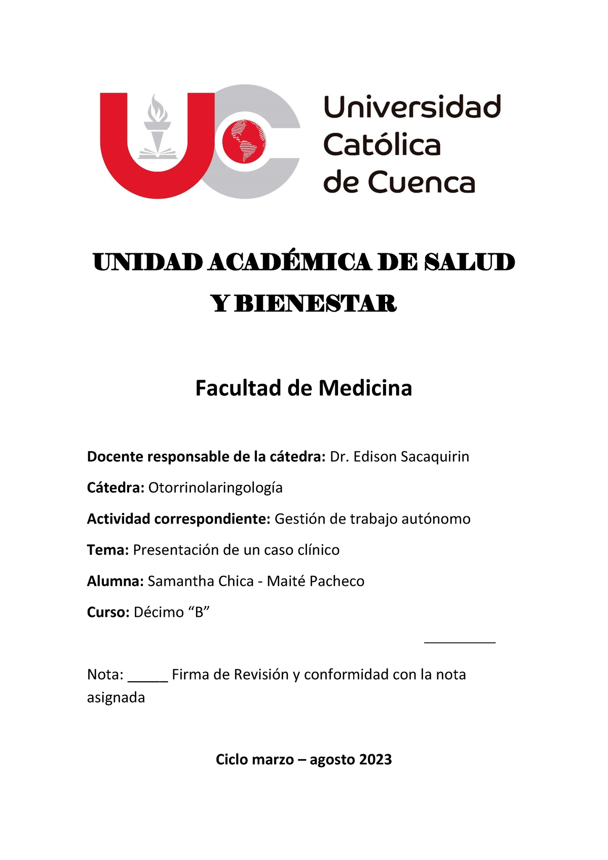 Amidgalitis Crónica - Autonomo - UNIDAD ACAD.. DE SALUD Y BIENESTAR ...