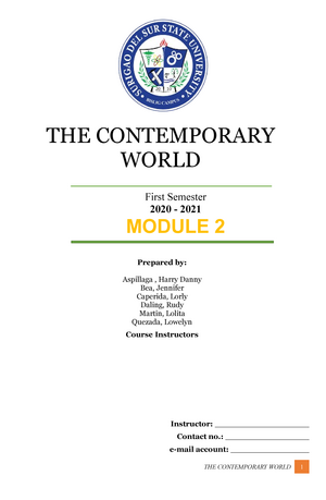 The Contemporary World Module 3 PRE Final - THE CONTEMPORARY WORLD ...