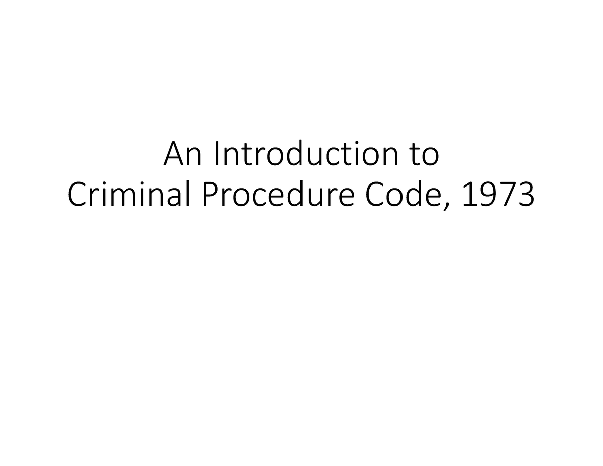 Cr PC And Classification Of Offences - An Introduction To Criminal ...