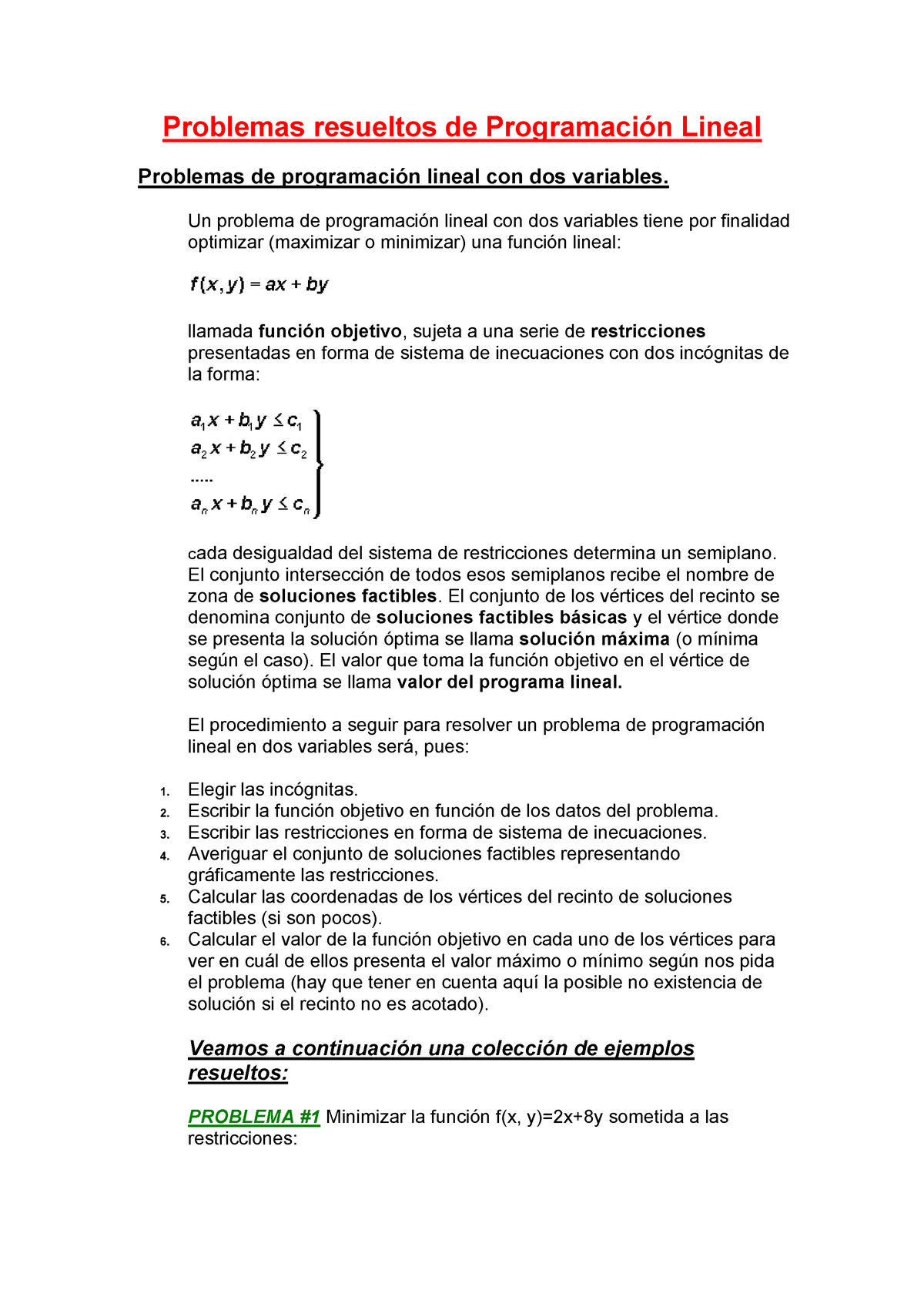 10 - Problemas Resueltos De Programación Lineal Problemas De ...