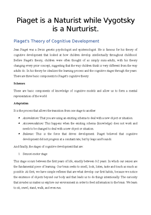 basic components of piaget's cognitive theory