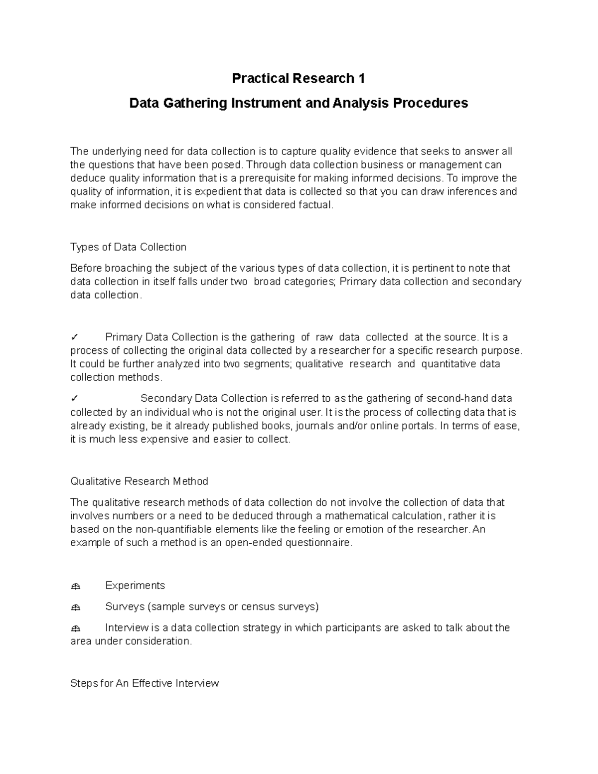 what is datos gathering procedures in research