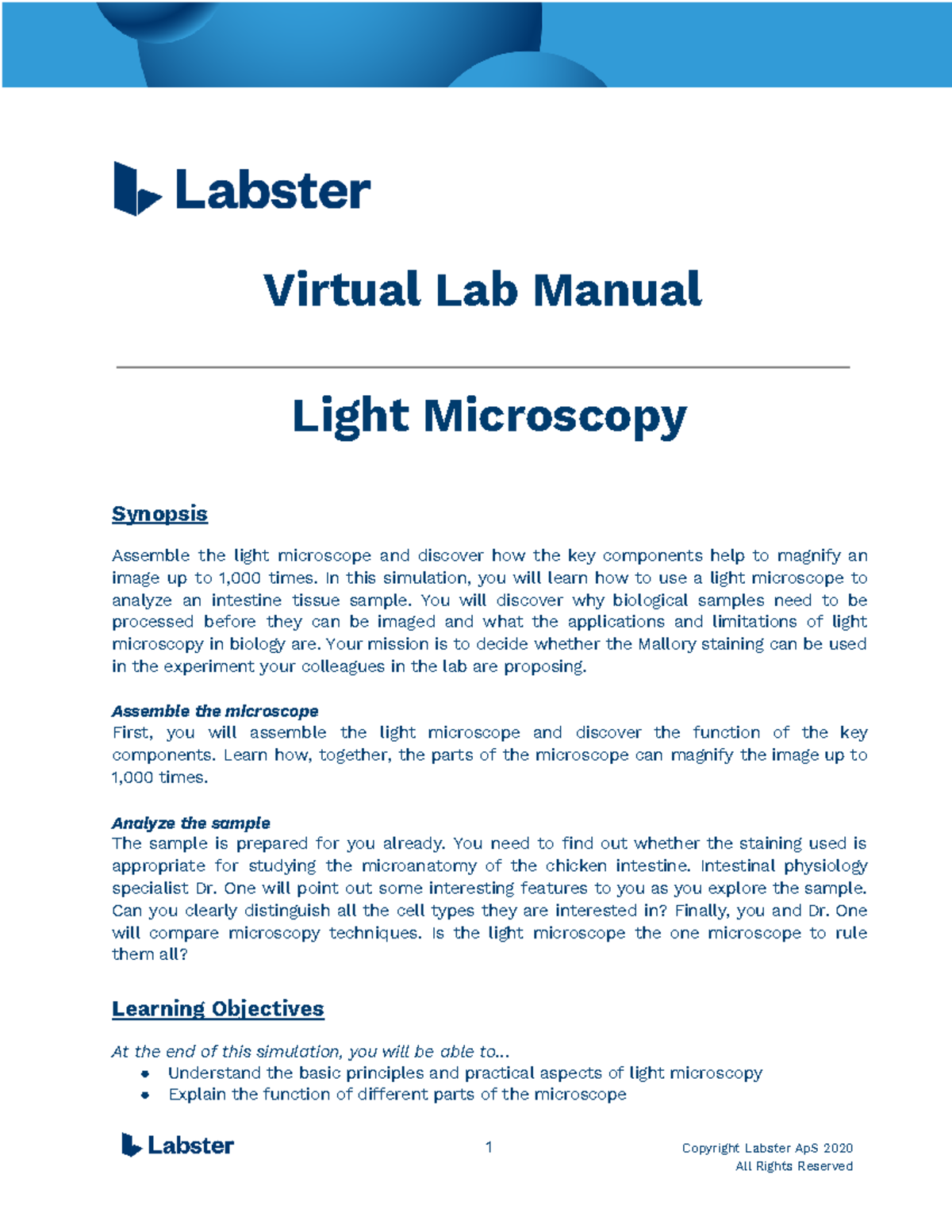 Light Microscopy Lab Theory Virtual Lab Manual Light Microscopy