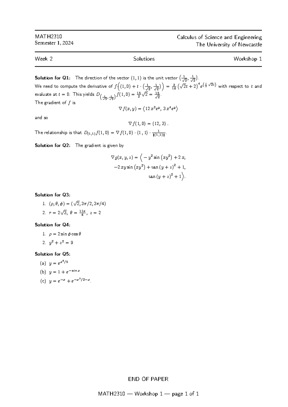 Workshop 1-solutions-7 - Calculus of Science and Engineering The ...