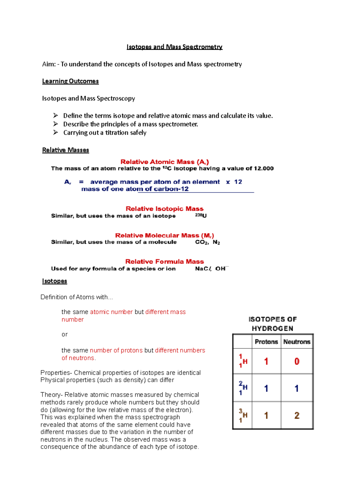 Isotopes and Mass Spectrometry 2 Isotopes and Mass Spectrometry Aim