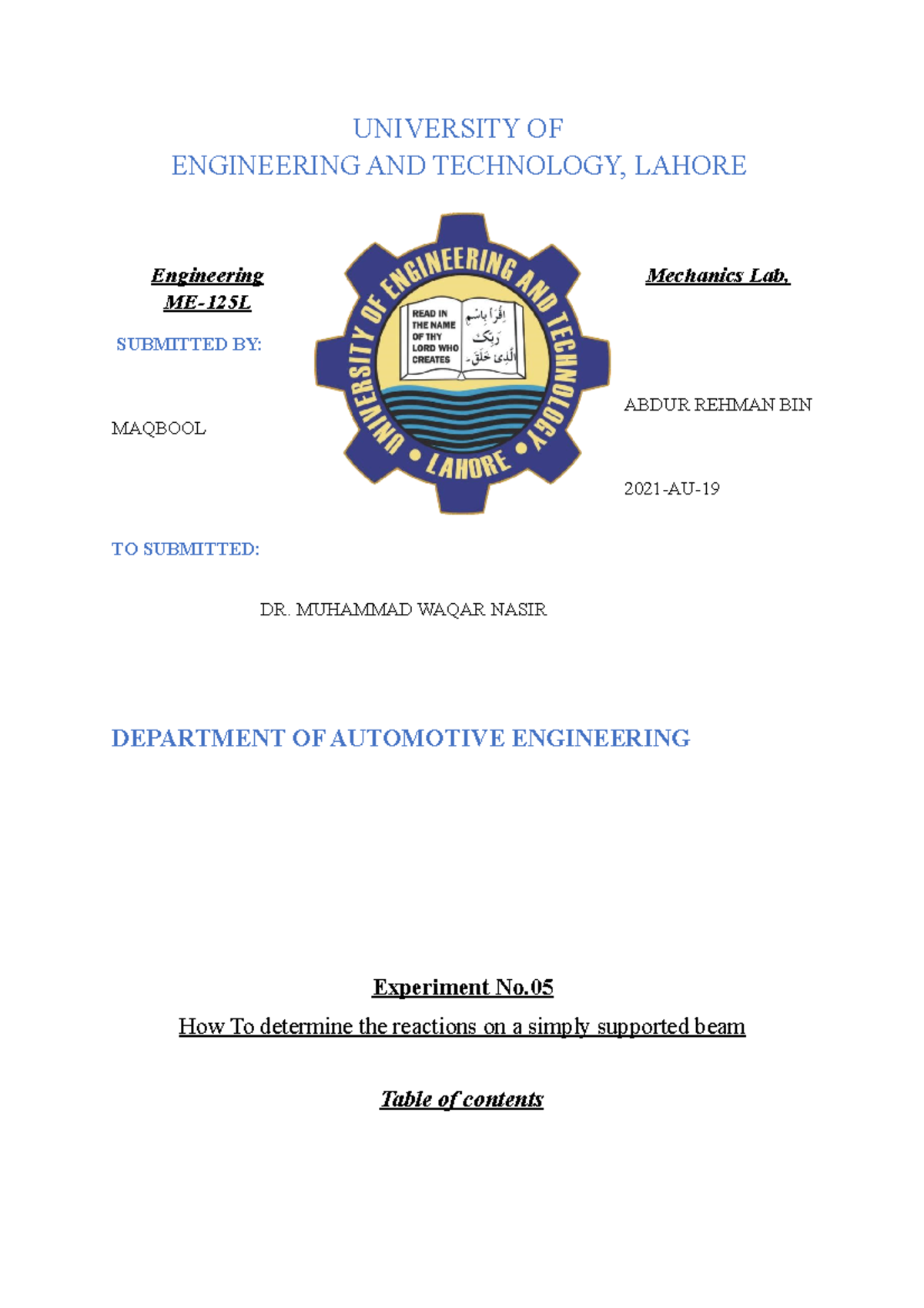 E M Lab Experiment No. 5 - This is the lab report of engineering ...
