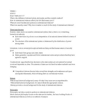 POSC107 - Introduction to International Relations Notes - Introduction ...