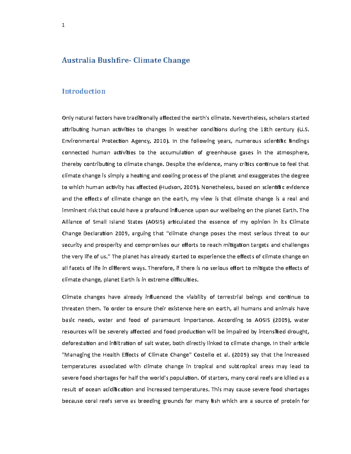 international Business english - Australia Bushfire- Climate Change ...