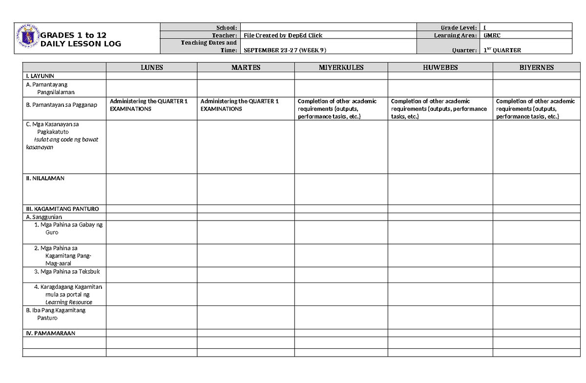 Dll gmrc 1 q1 w9 for reference to fellow educators grades 1 to 12